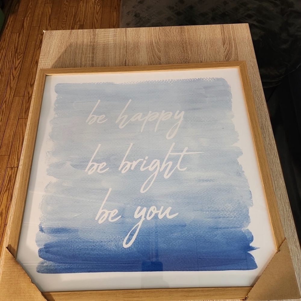 wall art piece by allen + roth with the phrase "be happy be bright be you"